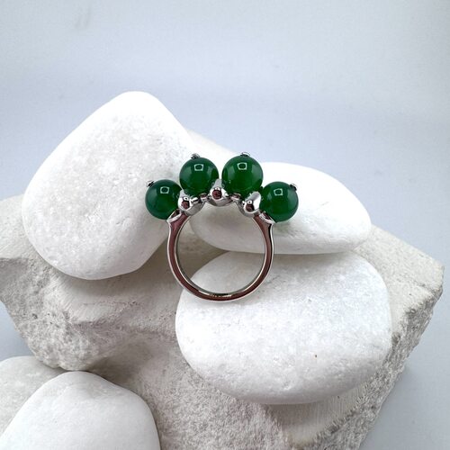 Кольцо с агатами из серебра 925 пробы