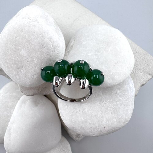 Кольцо с агатами из серебра 925 пробы