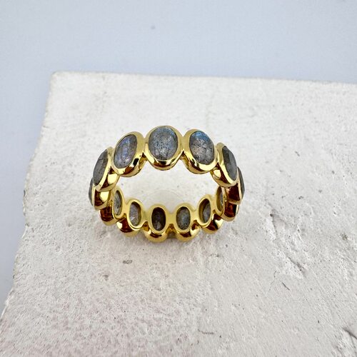 Кольцо с лабрадоритом из серебра 925 пробы