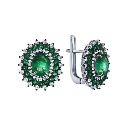 Серьги с бериллами и топазами из серебра 925 пробы