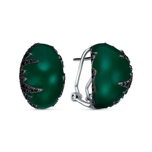 Серьги со шпинелью и эмалью из серебра 925 пробы