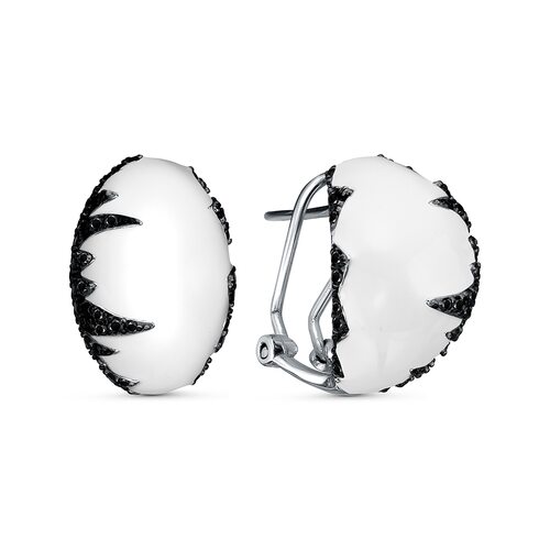 Серьги со шпинелью и эмалью из серебра 925 пробы