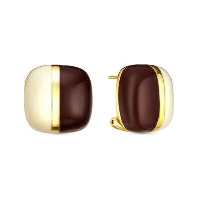 Серьги с эмалью из серебра 925 пробы с позолотой