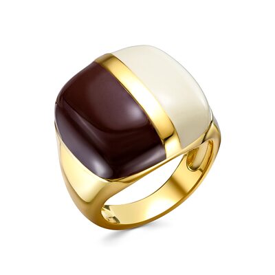 Кольцо с эмалью из серебра 925 пробы с позолотой