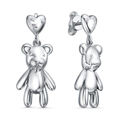 Серьги "Мишки" с фианитами из серебра 925 пробы