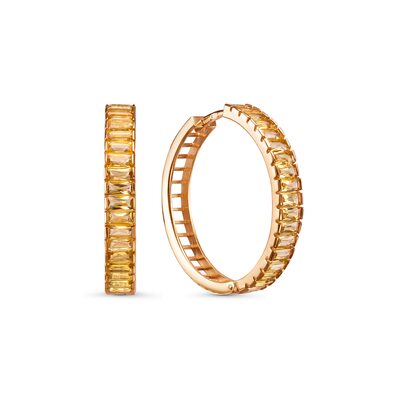 Серьги с цитрином из серебра 925 пробы с позолотой