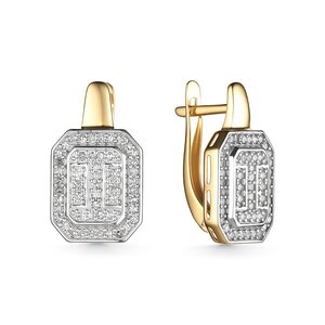 Серьги с бриллиантами из желтого золота 585 пробы