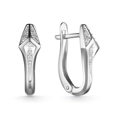 Серьги "Змеи" с бриллиантами из белого золота 585 пробы