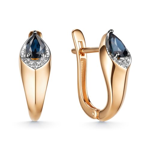 Серьги с бриллиантами и сапфирами из золота 585 пробы