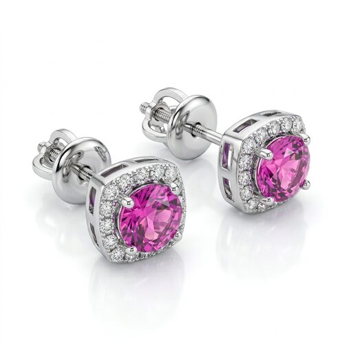 Серьги с сапфирами и бриллиантами из белого золота 585 пробы