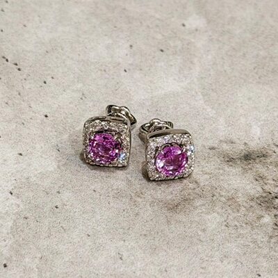 Серьги с сапфирами и бриллиантами из белого золота 585 пробы