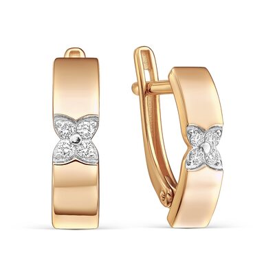 Серьги "Цветы" с бриллиантами из золота 585 пробы