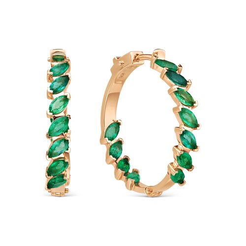 Серьги с изумрудами из золота 585 пробы