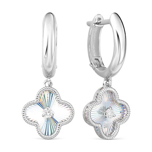 Серьги "Клевера" с бриллиантами из белого золота 585 пробы