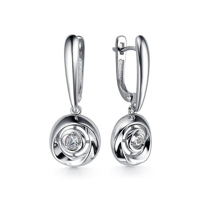 Серьги с бриллиантами из белого золота 585 пробы