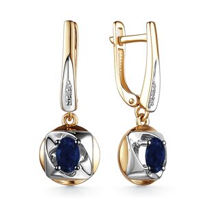 Серьги с сапфирами и бриллиантами из золота 585 пробы