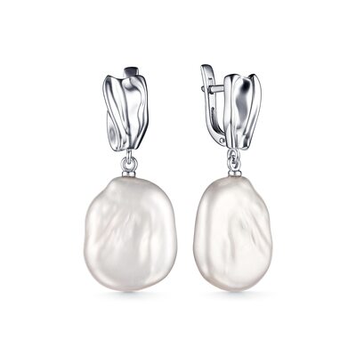 Серьги с жемчугом из серебра 925 пробы