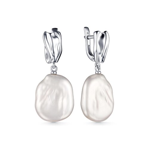 Серьги с жемчугом из серебра 925 пробы