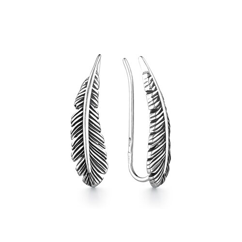 Серьги "Перья" из серебра 925 пробы