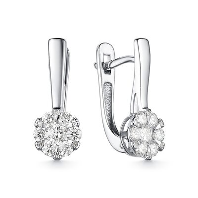 Серьги с бриллиантами из белого золота 585 пробы