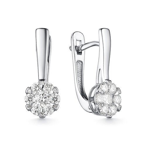 Серьги с бриллиантами из белого золота 585 пробы