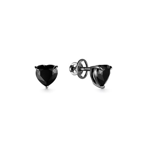 Серьги "Сердца" со шпинелью из серебра 925 пробы