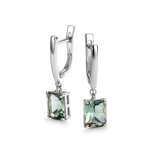 Серьги с празиолитом из серебра 925 пробы