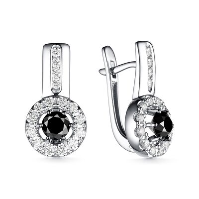 Серьги с бриллиантами из белого золота 585 пробы