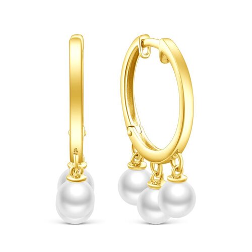 Серьги с жемчугом из серебра 925 пробы с позолотой