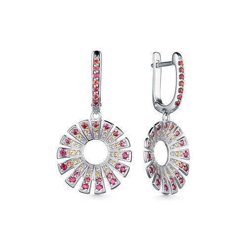 Серьги с мультисапфирами из серебра 925 пробы