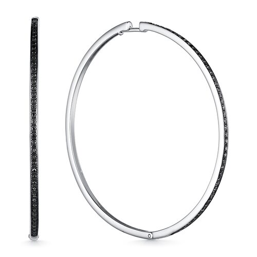 Серьги с черными бриллиантами из белого золота 585 пробы