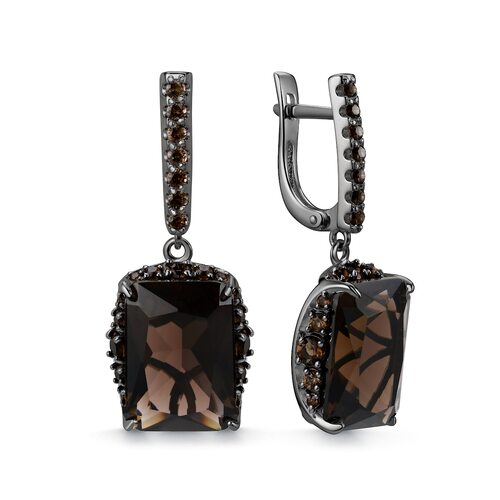 Серьги с раух-топазами из серебра 925 пробы