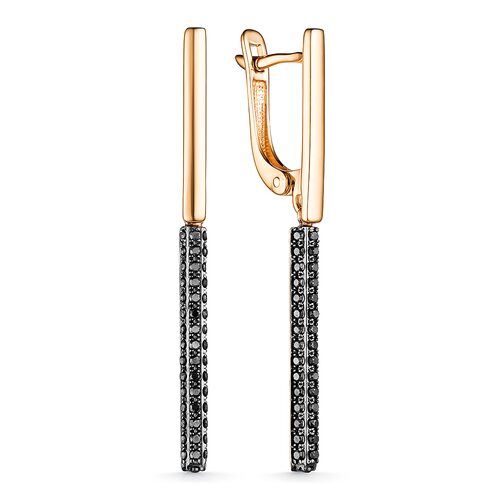 Серьги с черными бриллиантами из золота 585 пробы