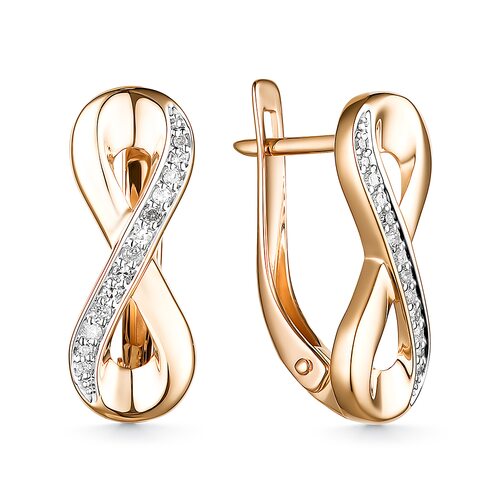 Серьги "Бесконечность" с бриллиантами из золота 585 пробы