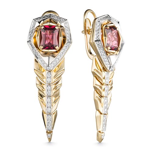 Серьги с турмалинами и бриллиантами из золота 585 пробы
