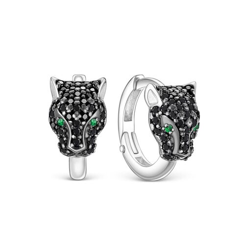 Серьги "Пантера" со шпинелью и агатом из серебра 925 пробы