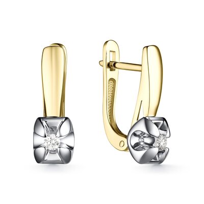 Серьги с бриллиантами из желтого золота 585 пробы