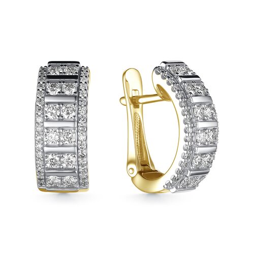 Серьги с бриллиантами из желтого золота 585 пробы