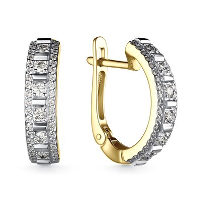 Серьги с бриллиантами из желтого золота 585 пробы