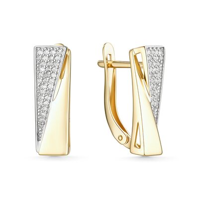 Серьги с бриллиантами из желтого золота 585 пробы