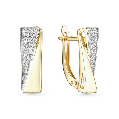 Серьги с бриллиантами из желтого золота 585 пробы