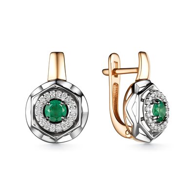 Серьги с изумрудами и бриллиантами из золота 585 пробы