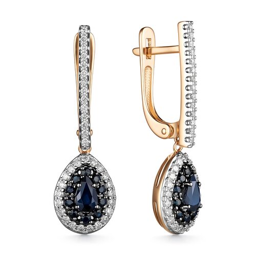 Серьги с сапфирами и бриллиантами из золота 585 пробы