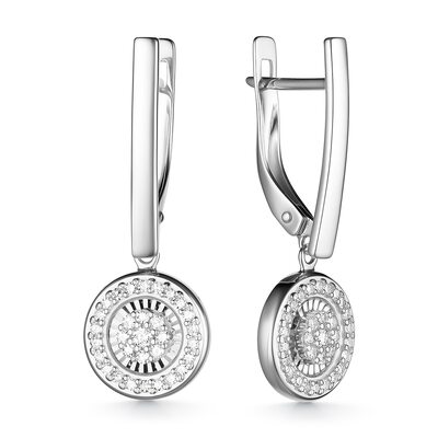 Серьги с бриллиантами из белого золота 585 пробы