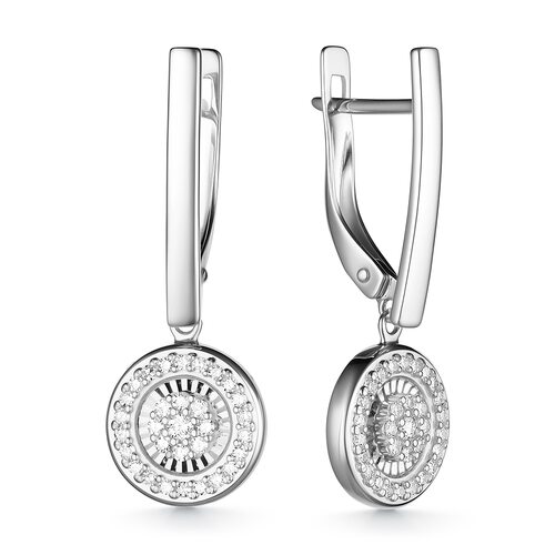 Серьги с бриллиантами из белого золота 585 пробы