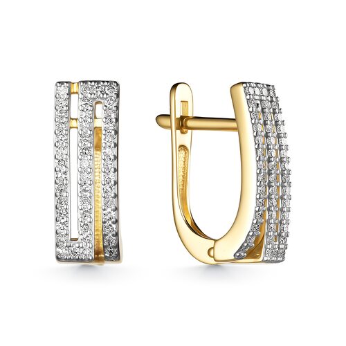 Серьги с бриллиантами из желтого золота 585 пробы