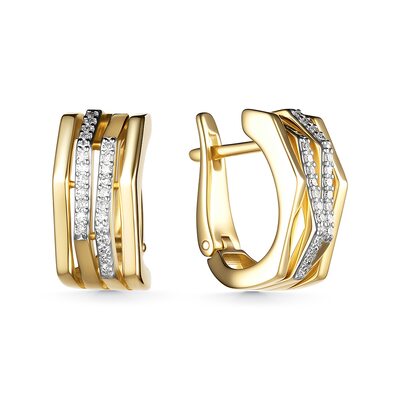 Серьги с бриллиантами из желтого золота 585 пробы