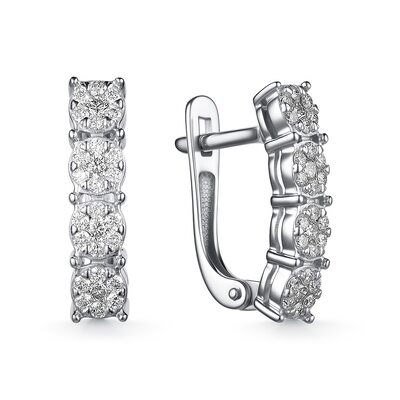 Серьги с бриллиантами из белого золота 585 пробы