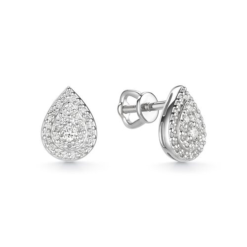 Пуссеты с бриллиантами из белого золота 585 пробы