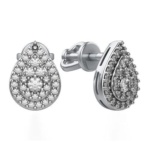 Пуссеты с бриллиантами из белого золота 585 пробы